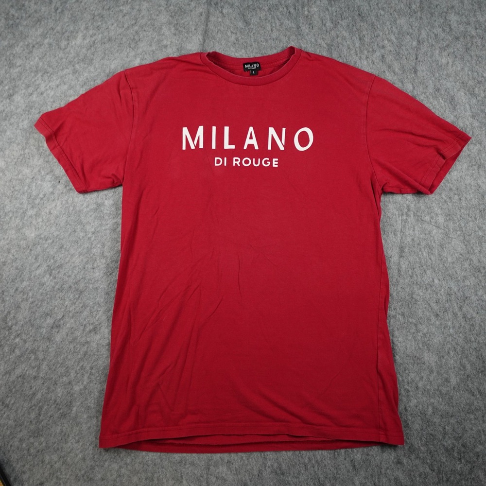Milano Di Rouge Shirt Mens Large Red Signature Tee Logo Short Sleeve Cotton